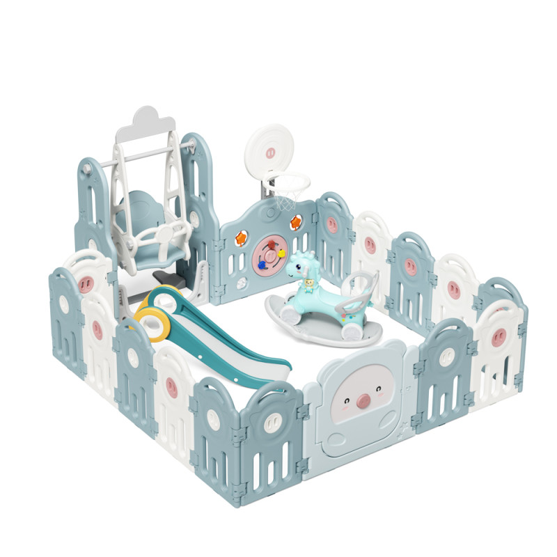 Пластиковий манеж з аксесуарами inSPORTline Piglino 178 x 184 см Колір Блакитний