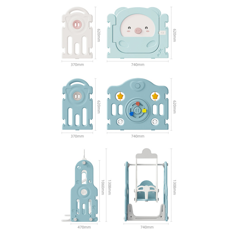 Пластиковий манеж з аксесуарами inSPORTline Piglino 178 x 184 см Колір Блакитний