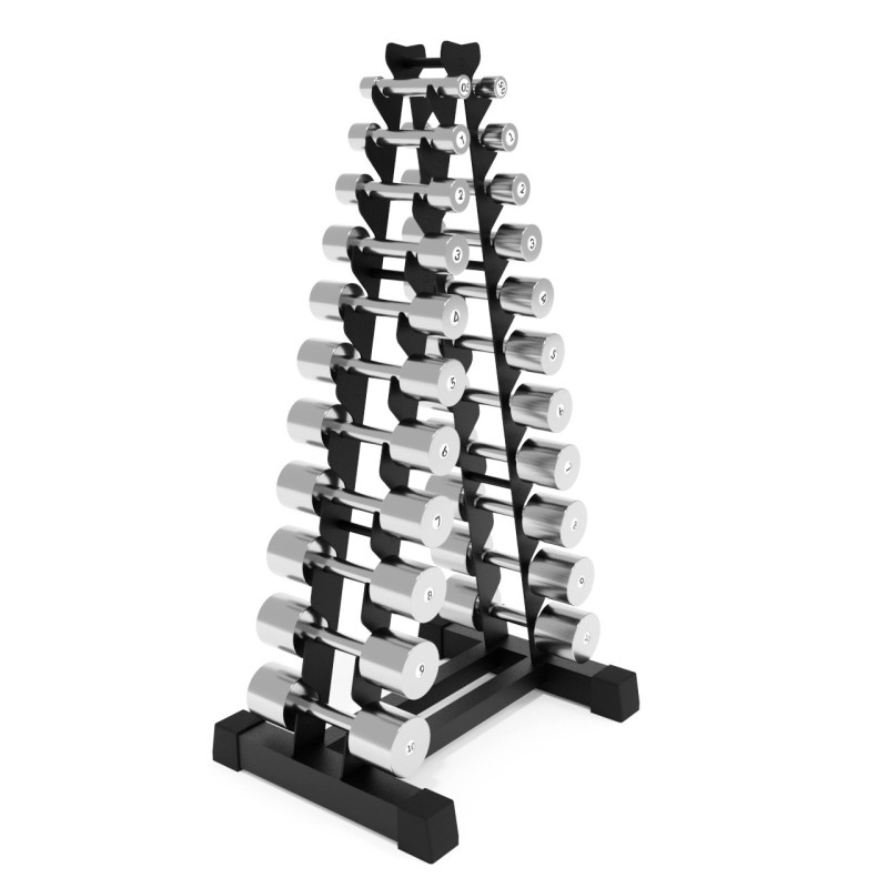 Хромовані гантелі зі стійкою 0.5-10кг TC135, 123.0, Хром, Метал, 61, 48, 115